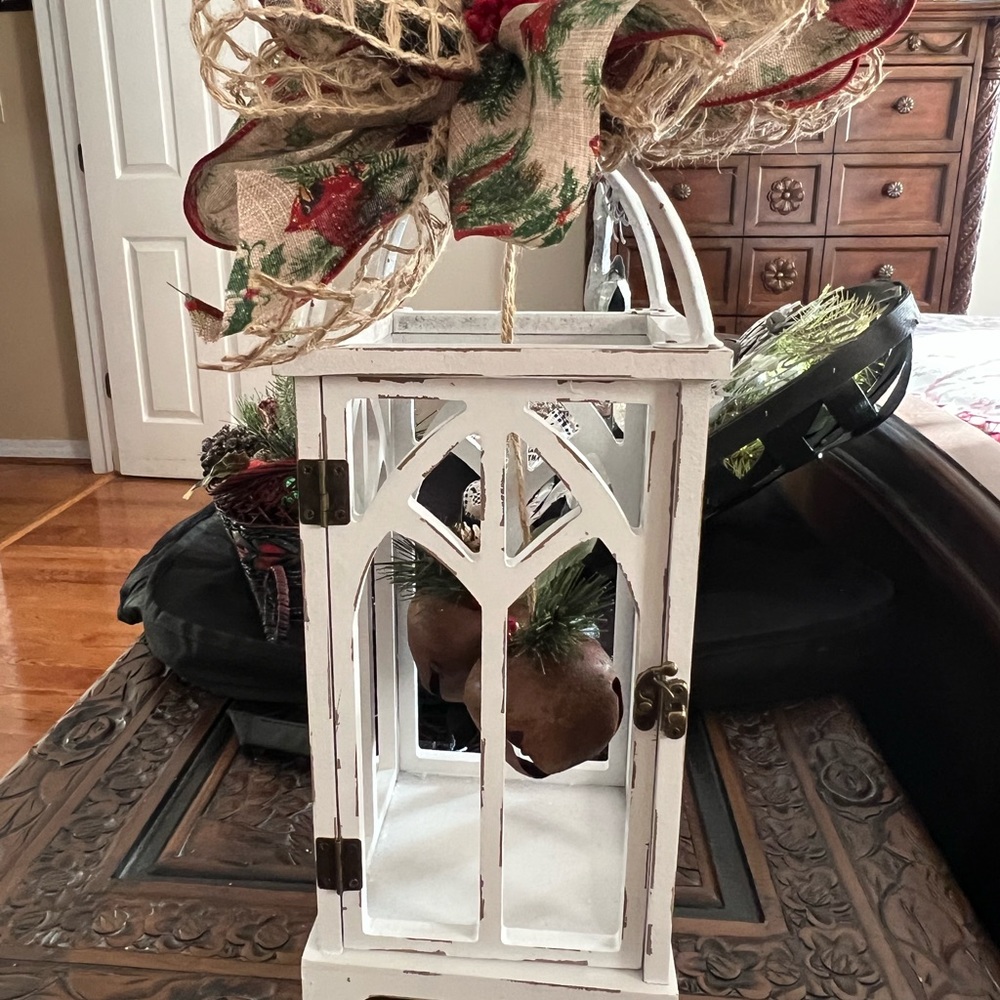 Holiday decor lantern, bells inside. Beautiful piece